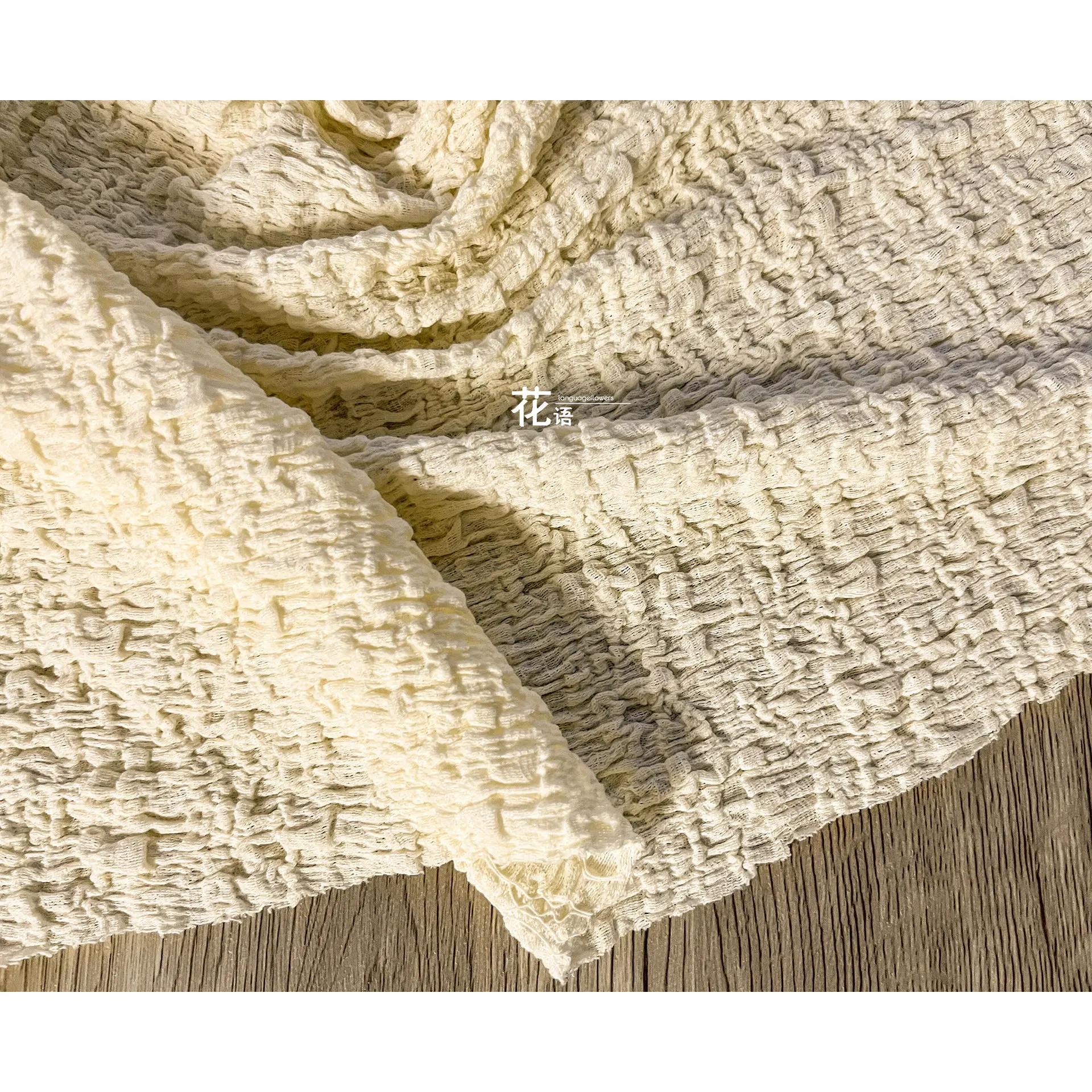 Ivory Embroidered Cotton Jacquard Designer Fabric Sculpted Texture for Formal Skirts, Decorative Crafts and Sewing Projects