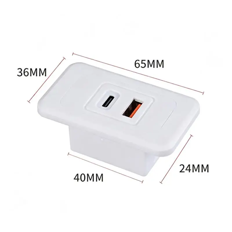 Embedded 2-Port USB & Type-C Desktop Charging Station Power Adapter Universal Fast Charger for Student Classroom Desk Use