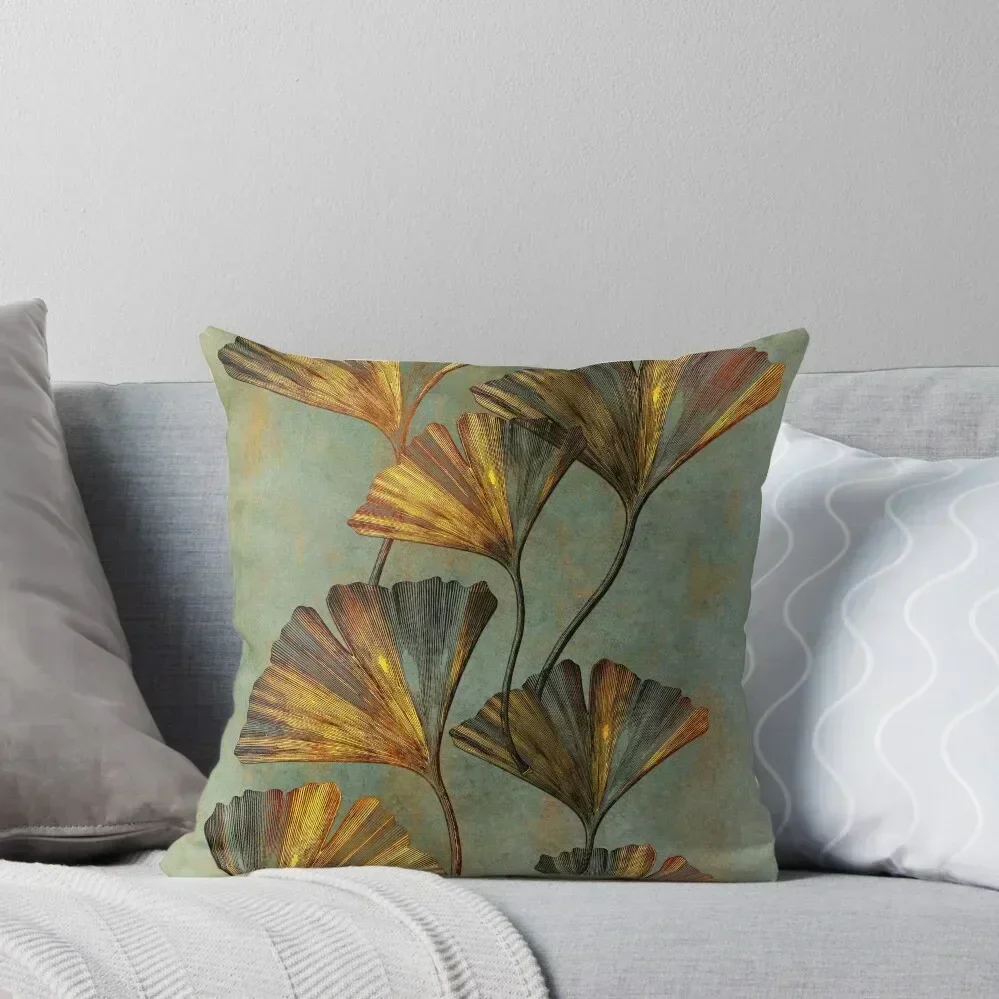 

ginko floral decoration #ginko Throw Pillow Custom Cushion Elastic Cover For Sofa Room decorating items Couch Pillows pillow