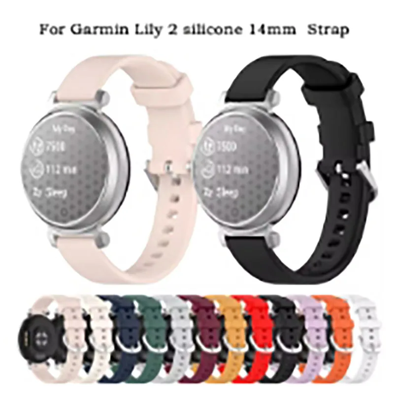 Ремешок для Garmin Lily 2, официальный силиконовый мягкий ремешок для часов 14 мм, браслет для Garmin Lily 2, силиконовый ремешок 14 мм, аксессуары