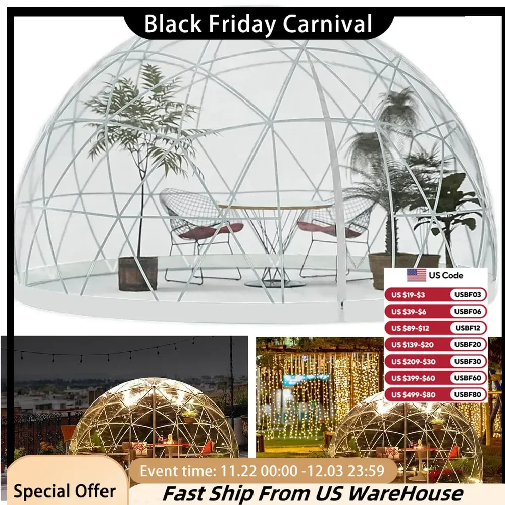 9.7FT Garden Dome lgloo, Geodesic Dome Greenhouse with PVC Transparent Cover, Waterproof Garden Bubble Dome Tent House