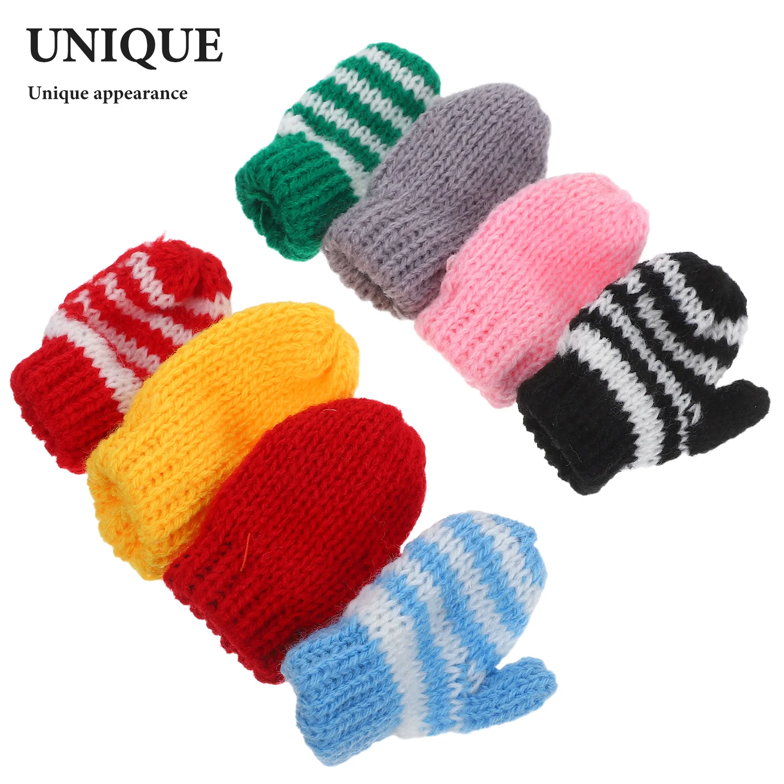 Mini Crochet Gloves For Dollhouse Miniatures Diy Crafts Holiday Decorations Kids Pretend Play Knit Accessory Set Jewelry