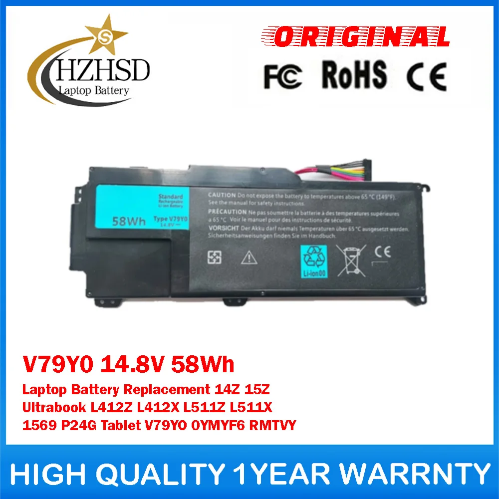 Batería Original para ordenador portátil Dell XPS 14Z 15Z Ultrabook L412Z L412X L511Z L511X 1569 P24G 0YMYF6, V79Y0, 14,8 V, 58Wh, V79YO