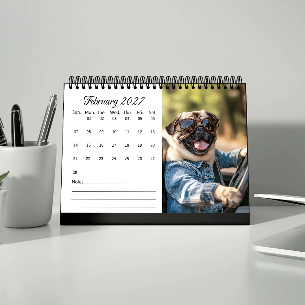 1 قطعة 2026-2027 تقويم مكتبي، تصميم كلب هافاني، مخطط شهري لمدة 24 شهرًا، هدية مثالية لأعياد الميلاد، عيد الميلاد، السنة الجديدة