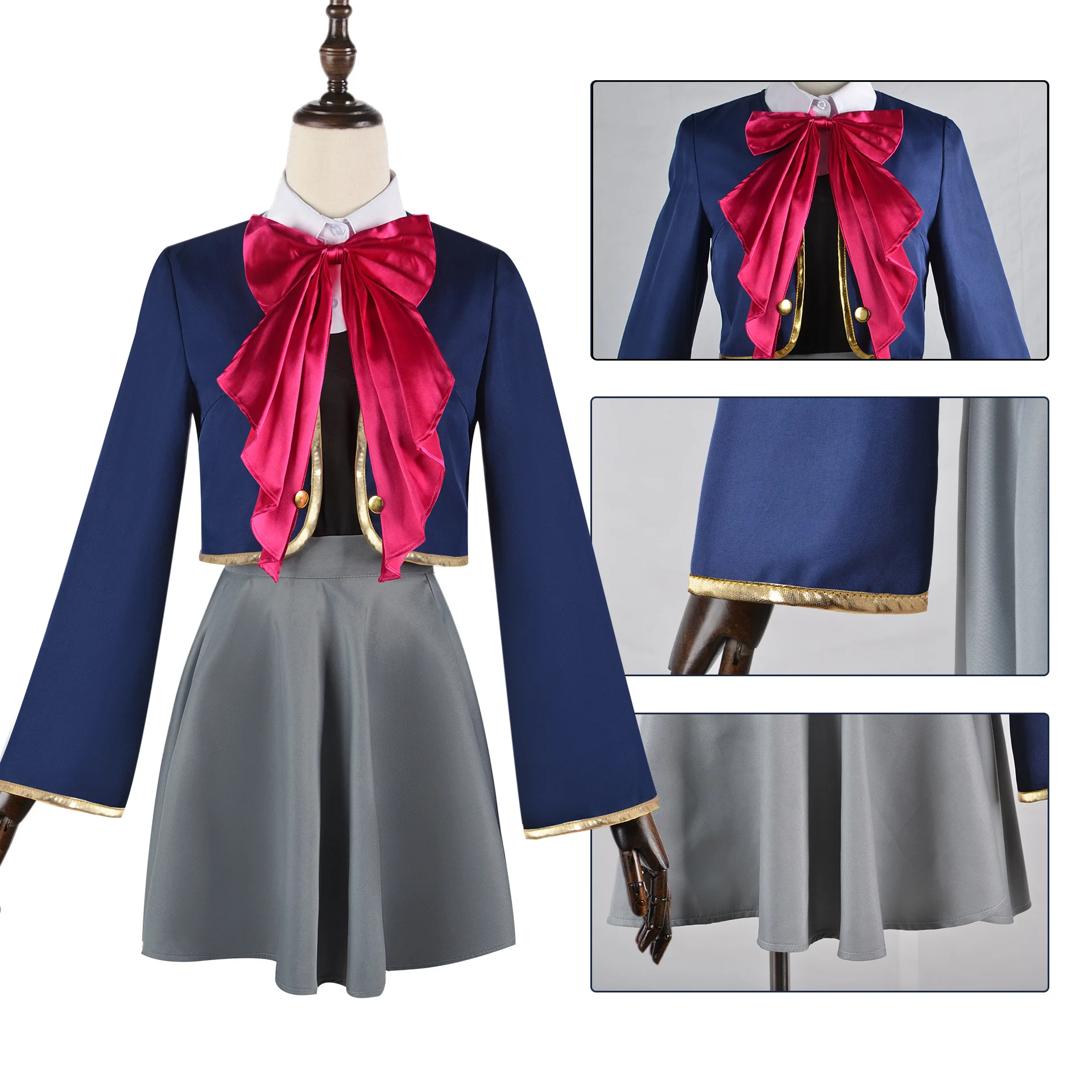 Anime  Cosplay  Campus Girl Uniforms Coat Shirt Short Skirt Vest Bow Tie Suit Stage Costume