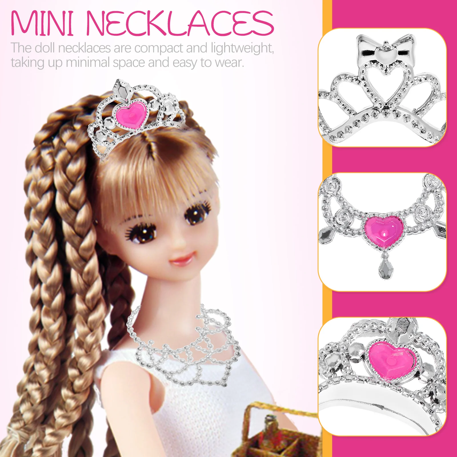 20 Pcs Jewelry for Girls Necklace Crown Gift Dolls Modeling Mini Play Accessories Toddler