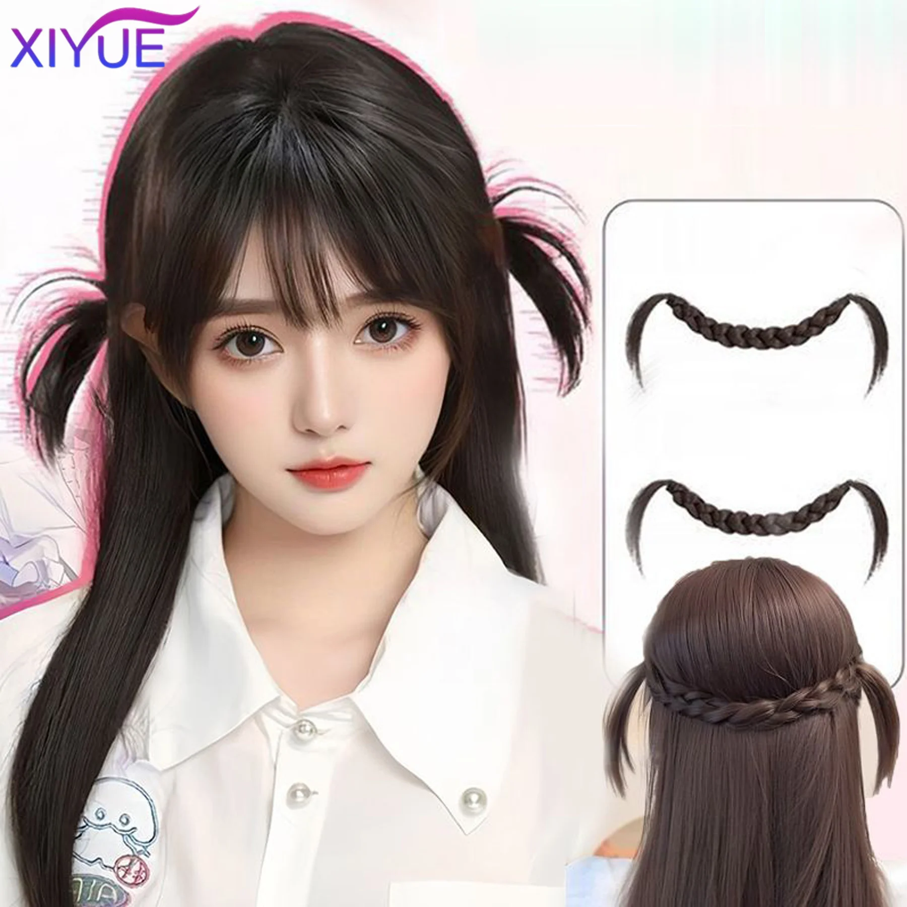 

XIYUE Braided Ponytail Synthetic Extension With Hairpin Straight Wrap Around Hair Extensions Ponytail Natural Soft Hair