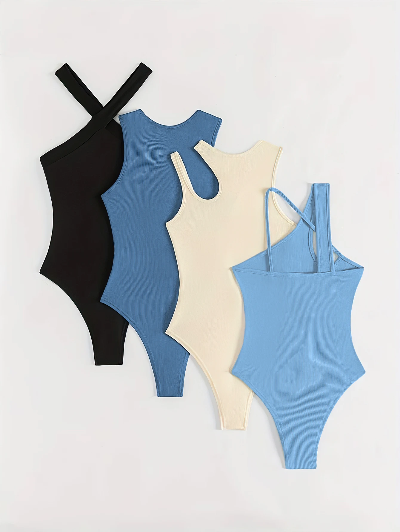 

European and American cross-border spring, summer and autumn sportswear and casual pure color tight-fitting sets (four pieces)