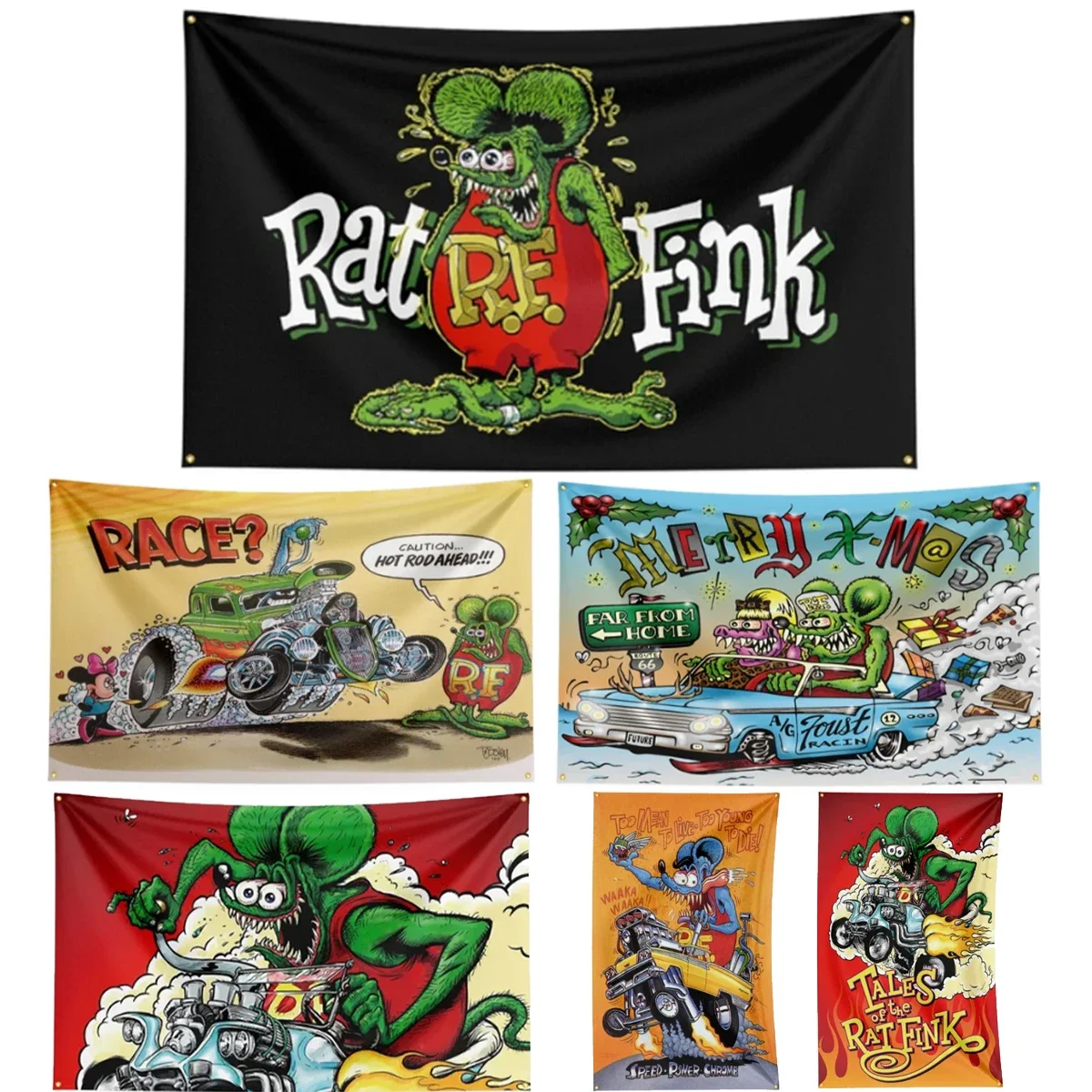 90x150cm 3X5fts Rat Fink Choppers Flag Flying Banner For Decor Indoor Outdoor