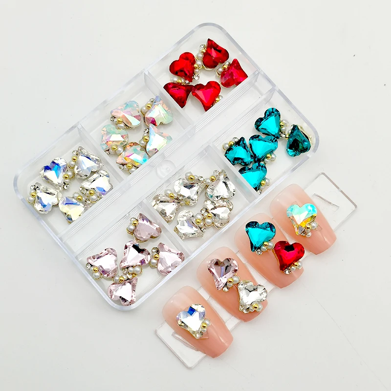 30 Stück Rosa Nagelcharms Legierung Strass 3D Stern Schmetterling Herz Kreuz Edelstein Nägel Kristall Diamant Nagelkunst Dekoration Zubehör