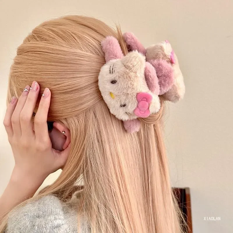 Hello Kitty Sanrio Hairpin น่ารัก Shark คลิปการ์ตูนอะนิเมะ Kawaii ผมสีชมพูคว้าโบว์โบว์ตกแต่งนักเรียนของขวัญวันเกิดสาว