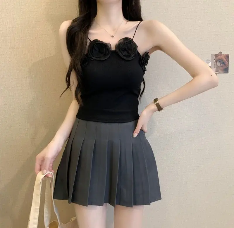 Neuer Stil, modisches Design, schick, dreidimensionale Blume, sexy, heißes Mädchen, kurzes Hosenträger-Top