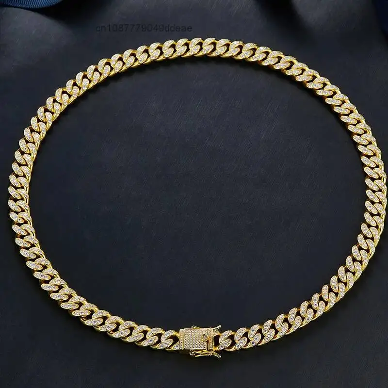 

925 Silver Gold Plated VVS D Color Moissanite Diamond Necklace Hip Hop Style Miami Cuban Link Chain Hip Hop Jewelry