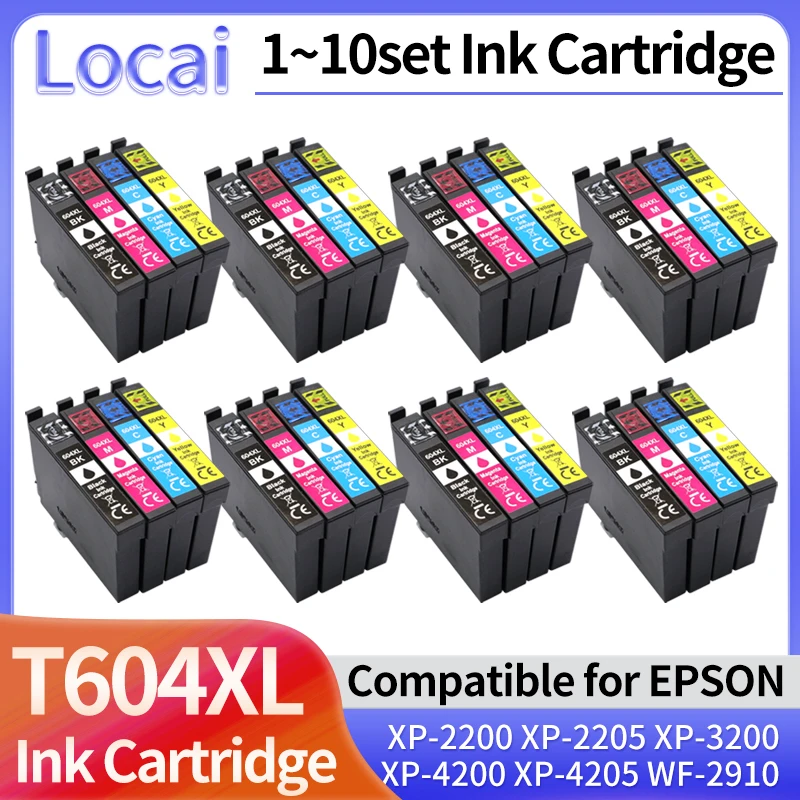 1~10set T604 T604XL Ink Cartridge Compatible for EPSON XP-2200 XP-2205 3200 3205 4200 4205 WF-2910dwf 2930dwf 2935dwf 2950dwf