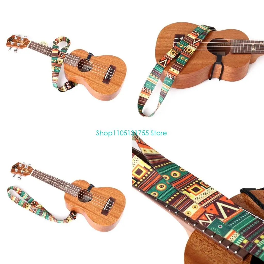 K0EF Adjustable Ukulele Strap Ethnic Ukulele Shoulder Strap with J Hook Clip On Ukulele Strap Musical Instruments Parts