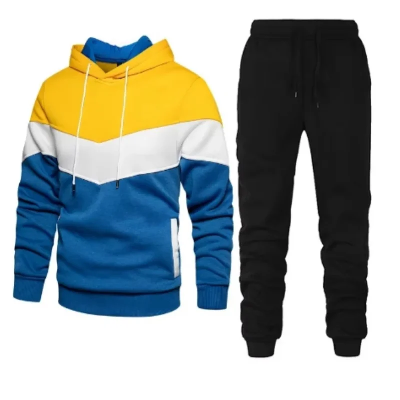 

New Men's Autumn Winter Sets Splicing Hoodie+Pants 2 Pieces Casual Tracksuit Male women Sportswear Brand Clothing Sweat Suit