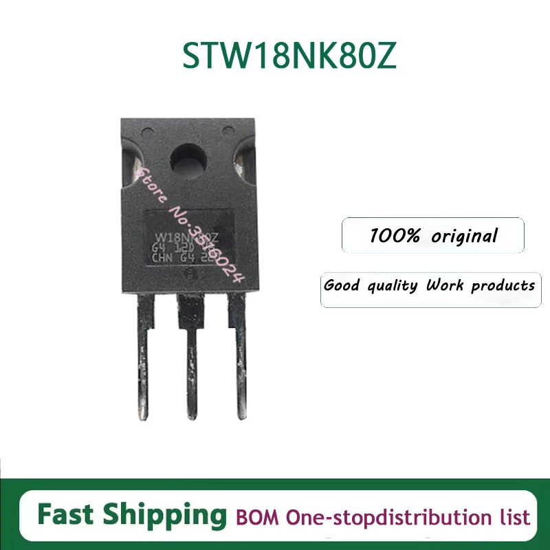 10PCS/lot  W18NK80Z STW18NK80Z  TO-247 800V 18A 100% NEW