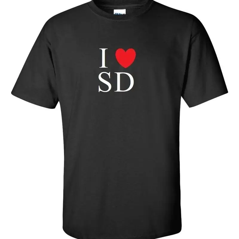 تي شيرت I Heart Love SD داكوتا الجنوبية ولاية Rushmore أسود أبيض وأحمر