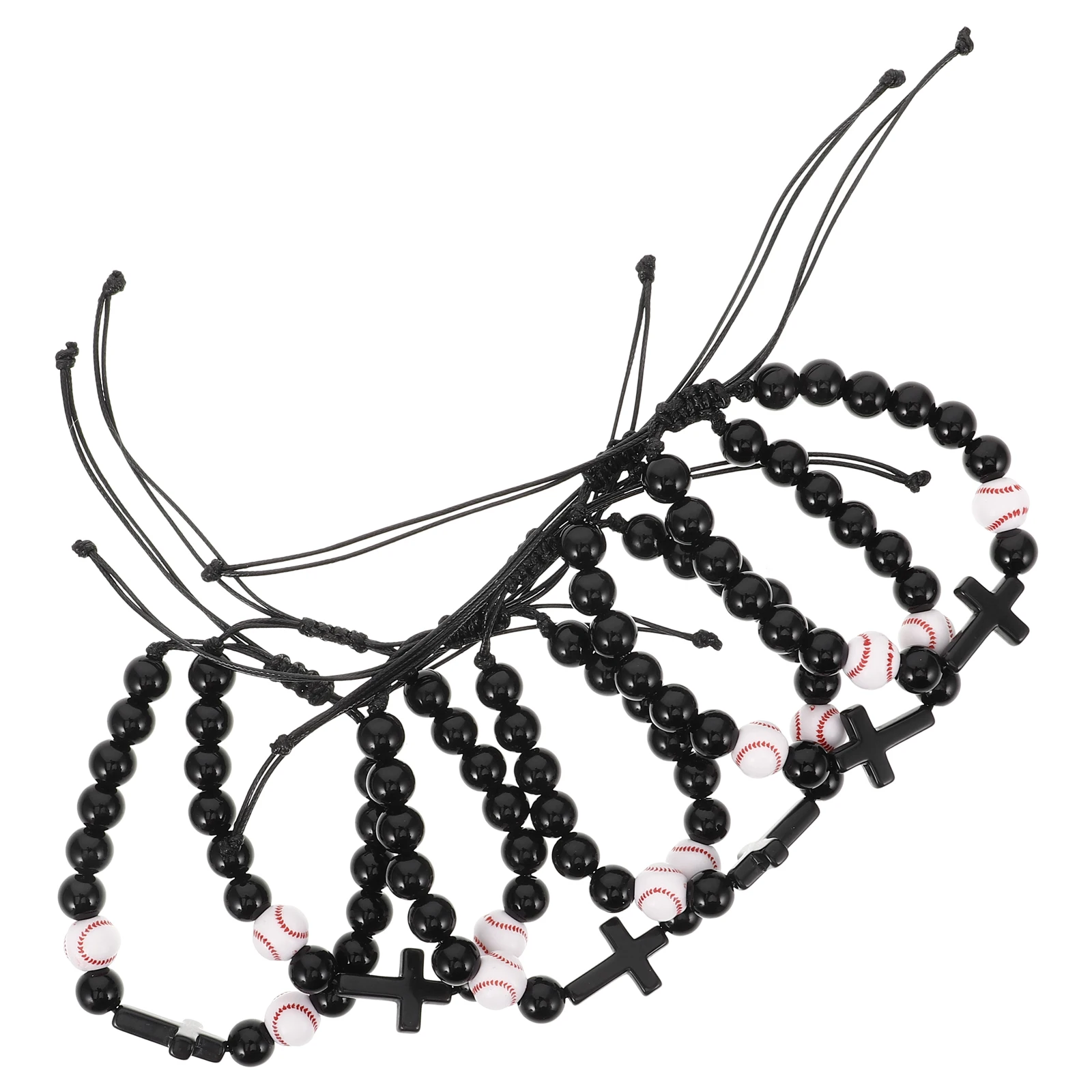 

6Pcs Adjustable Baseball Sports Bracelet Braided Cross Wristband Lightweight Baseball Jewelry for Men Women Birthday Graduation