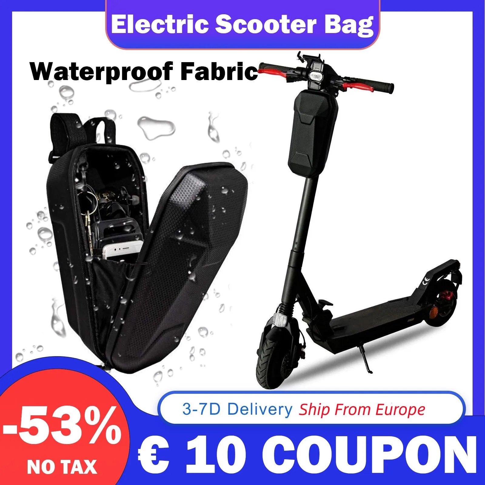 Electric Scooter Bag Accessories Portable Rainproof Front Storage Handlebar Bag for Electric Bicycle, Mountain Bike