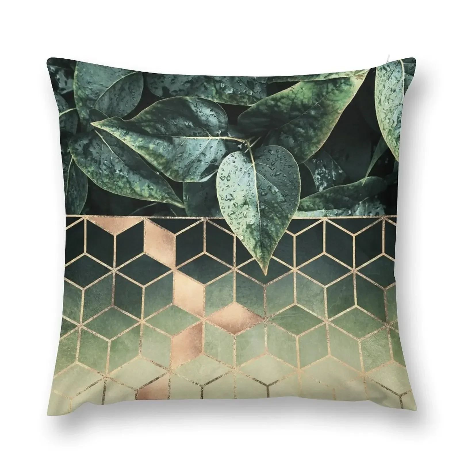 

Leaves And Cubes Throw Pillow Luxury Sofa Cushions luxury decor pillow