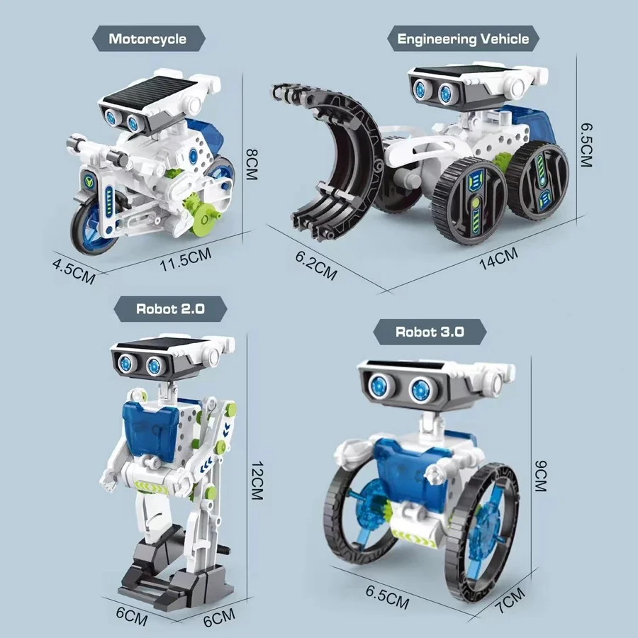 Zestaw Robotów Solarnych STEM 12 w 1, Zabawka Edukacyjna do Eksperymentów Naukowych dla Chłopców i Dziewcząt, DIY, Konstrukcja dla Dzieci, Elektryczne Roboty Solarny, Prezent Urodzinowy