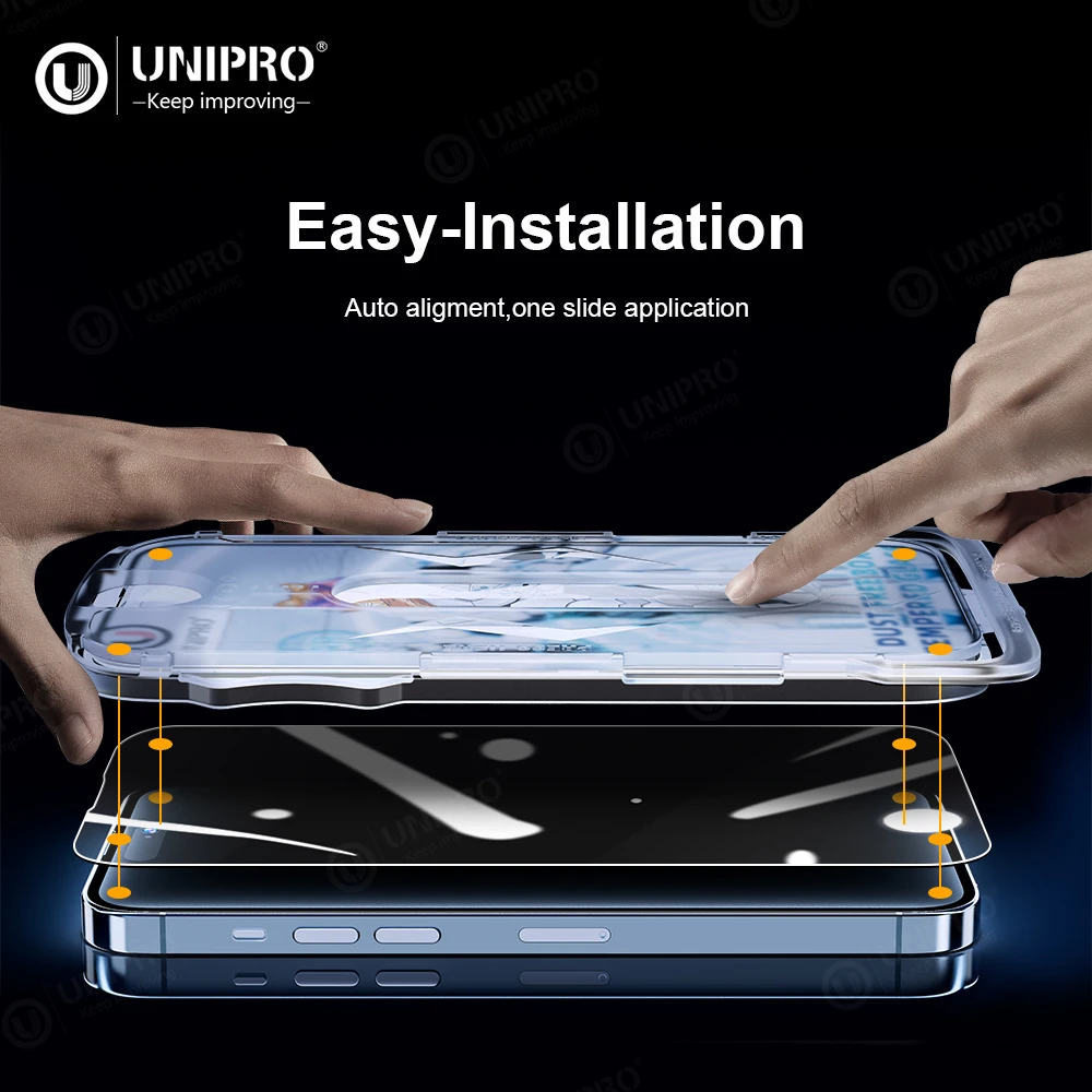 UNIPRO 8K High End HD Matte Tempered Glass For iPhone 15 14 13 12 11 Pro Max XS Screen Protector With Alignment Mounting Cover