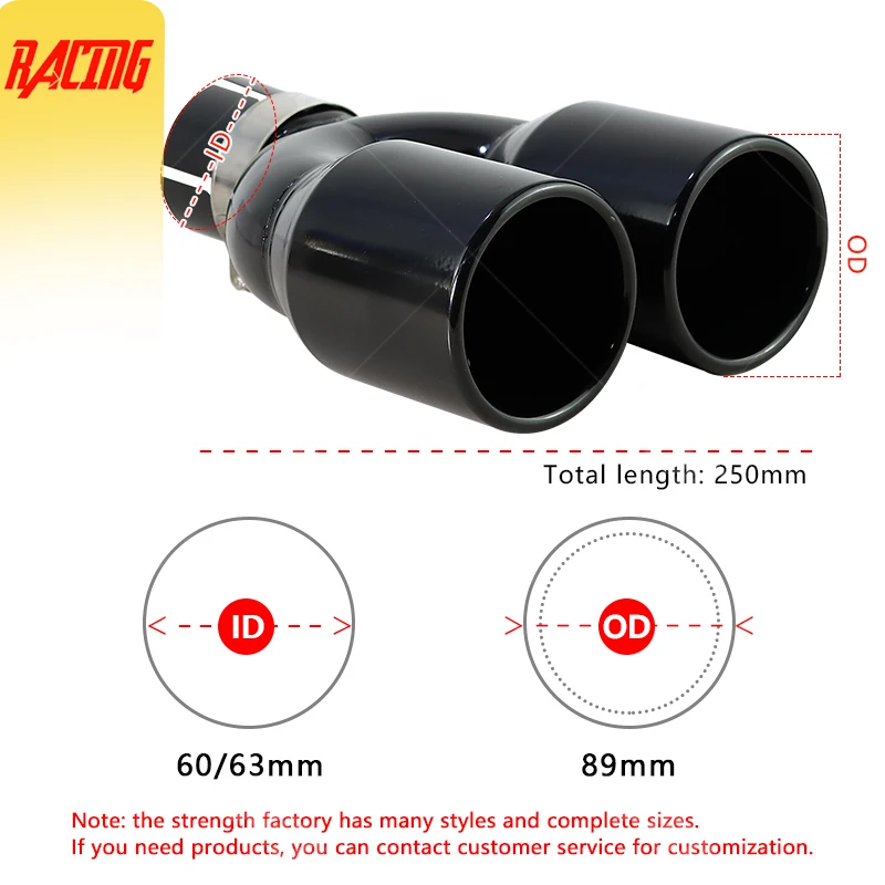 1PC Upgrade Dual Exhaust Tip Double Layer U Shape Car Decoration Black Stainless Muffler Tail Tips Auto Modify Accessories