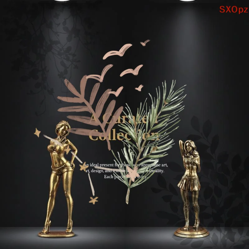 Alloy Finish Feminine Statue Exquisite Handcraft Retro Aesthetic: For Home Office Shelf Decor Art Collection Gift