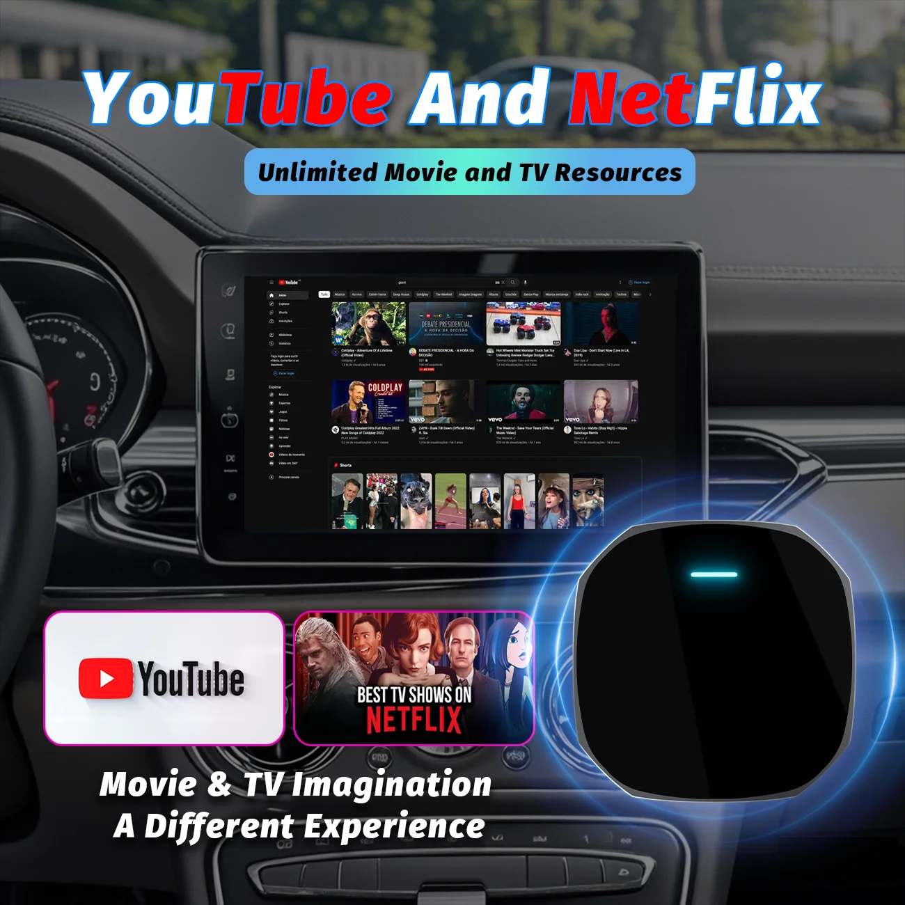 2026 Wireless Android Auto Apple CarPlay Dual-WiFi Plug And Play Adapter Smart AI Box with Youtube Netflix IPTV TikTok