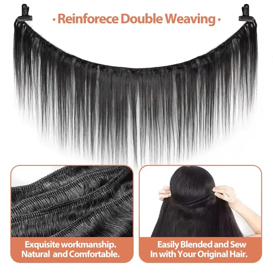 マレーシア骨ストレート人毛バンドル 1/3/4 個 100% 未処理生ストレートバンドル織りエクステンションダブル横糸 30 インチ