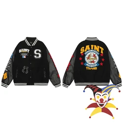 Black Saint Tears Embroidery Baseball Coat Jacket Women Men Unisex Best Quality Heavy Fabric Clothing