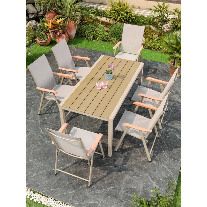 

Portable table and chair courtyard garden balcony back chair outdoor open-air Nordic folding table and chair combination