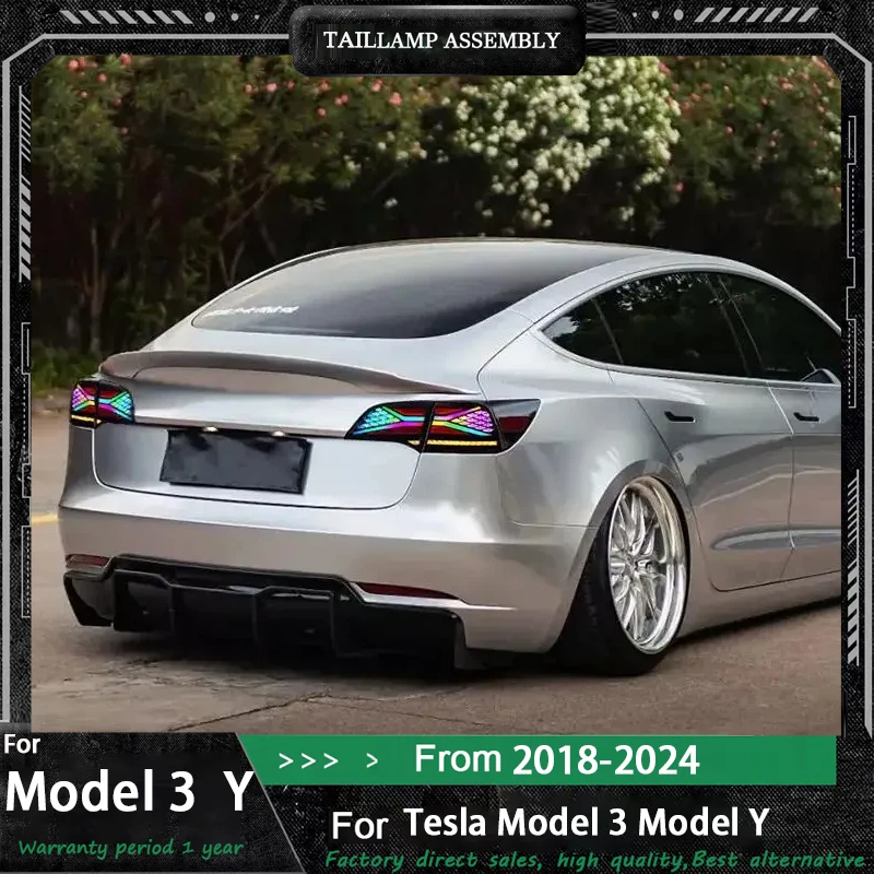 

Car Lights For Tesla Model 3 RGB Taillights 2019-2024 Model Y LED Tail Lamp Dynamic Turn Signal Light Car Taillights Assembly