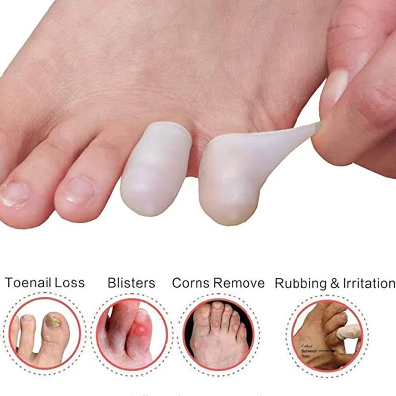 2Pcs Silicone Gel Little Toe Tube Corns Blisters Corrector Pinkie Protector Gel Bunion Toe Finger Protection Gel Sleeve..