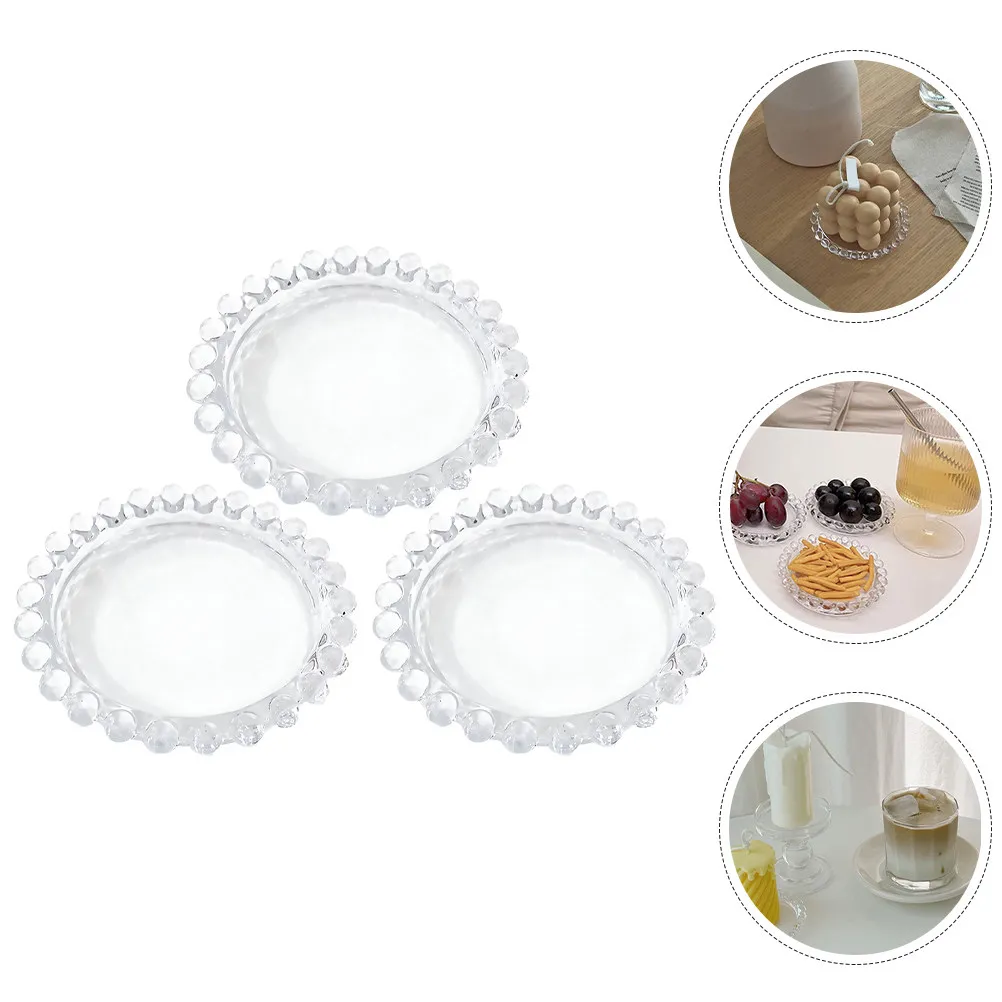 

3Pcs Glass Appetizer Tray Sashimi Storage Dishes Practical Safe Portable Picnic Outdoor Mini Glass Plate Sushi Plate