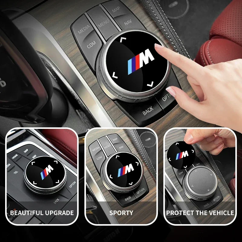 M شعار الوسائط المتعددة مقبض غطاء أزرار ديكور ملصق لسيارات BMW X2 X3 X4 X5 X6 X7 F25 F26 G11 G12 G06 G07 F30 G02 F36 G20 G22 F15 F16