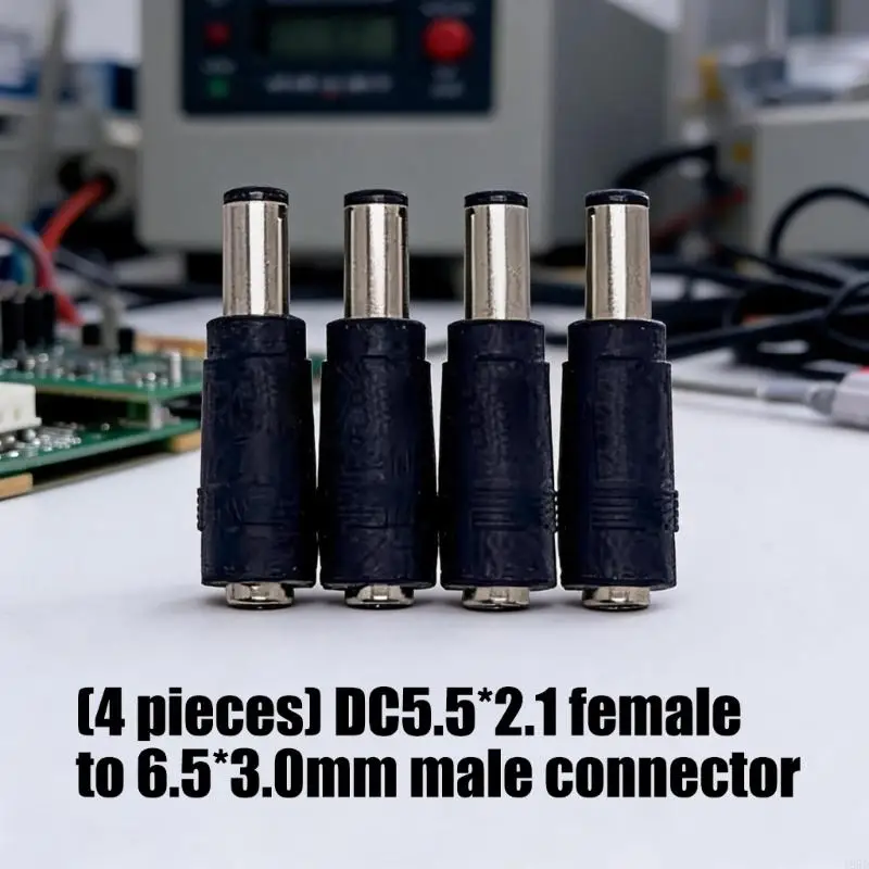 4Pack Direct Current Plug Converters DC5.5X2.1 to DC6.5X3.0Mm Barrels Plug, Compactly Barrels Adapter for Benches Testing Backup