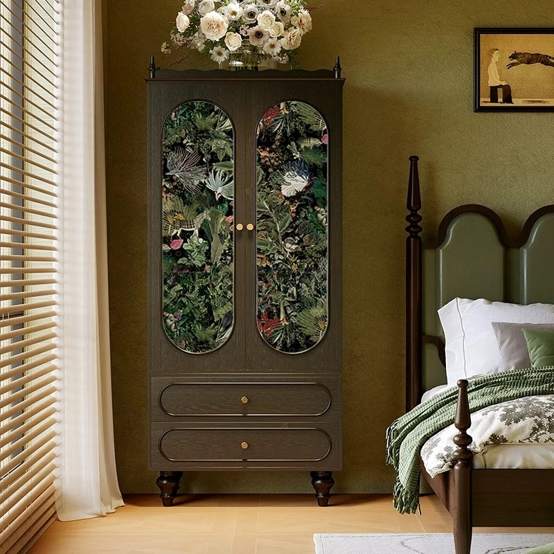 

Solid wood wardrobe living room entrance six-bucket storage cabinet household storage cabinet standing cabinet