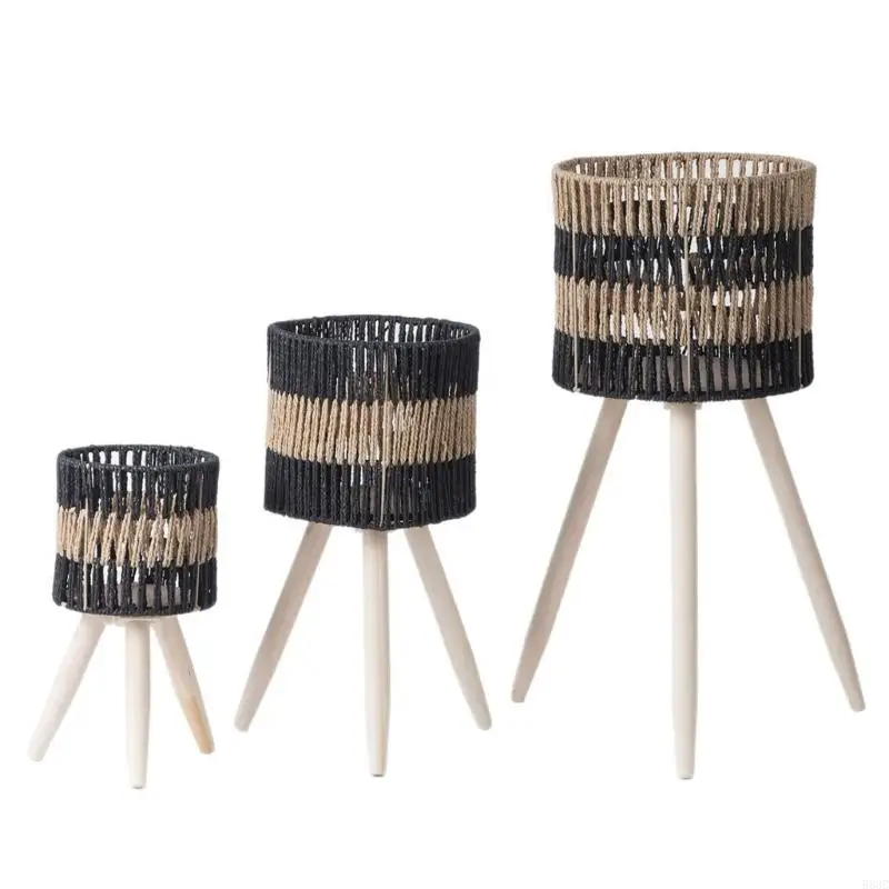 

583C Decorative Pot Artistic Basket Paper Rope Woven Flower Vase Holder for Balcony and Living Room Decoration