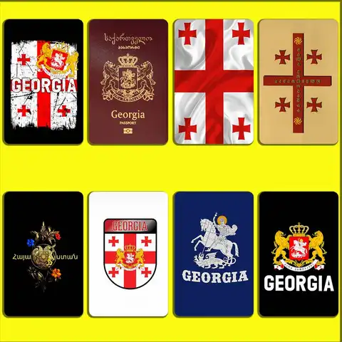 Georgia National Emblem Flag Passport Card Stickers For Debit Bank Credit Cards Metro Bus Pass Sticker Decoration Cover 4PCS