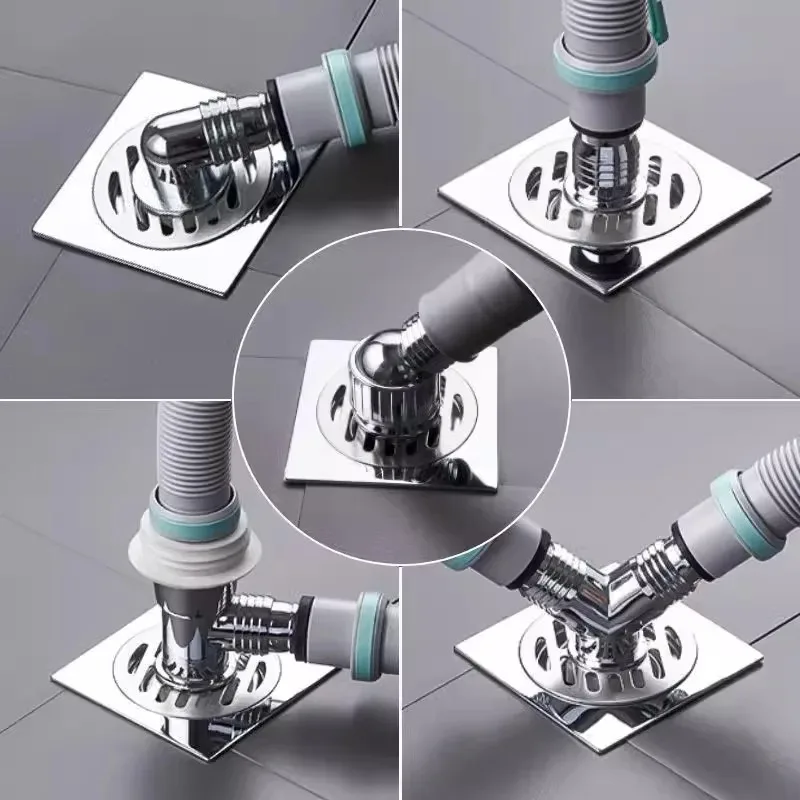 2026 Washing Machine Floor Drain Connector, Drain Pipe, Sewer Odor and Overflow Preventer, Bathroom Three-Way Cover image 5