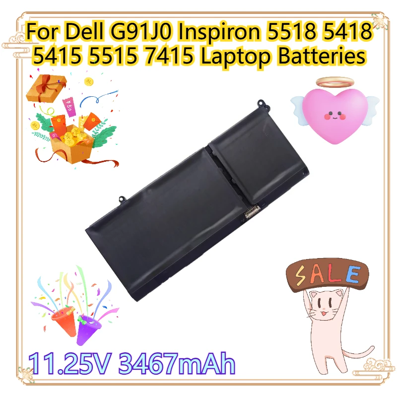 

11,25 В 3467 мАч для Dell G91J0 Inspiron 5518 5418 5415 5515 7415 аккумуляторы для ноутбуков