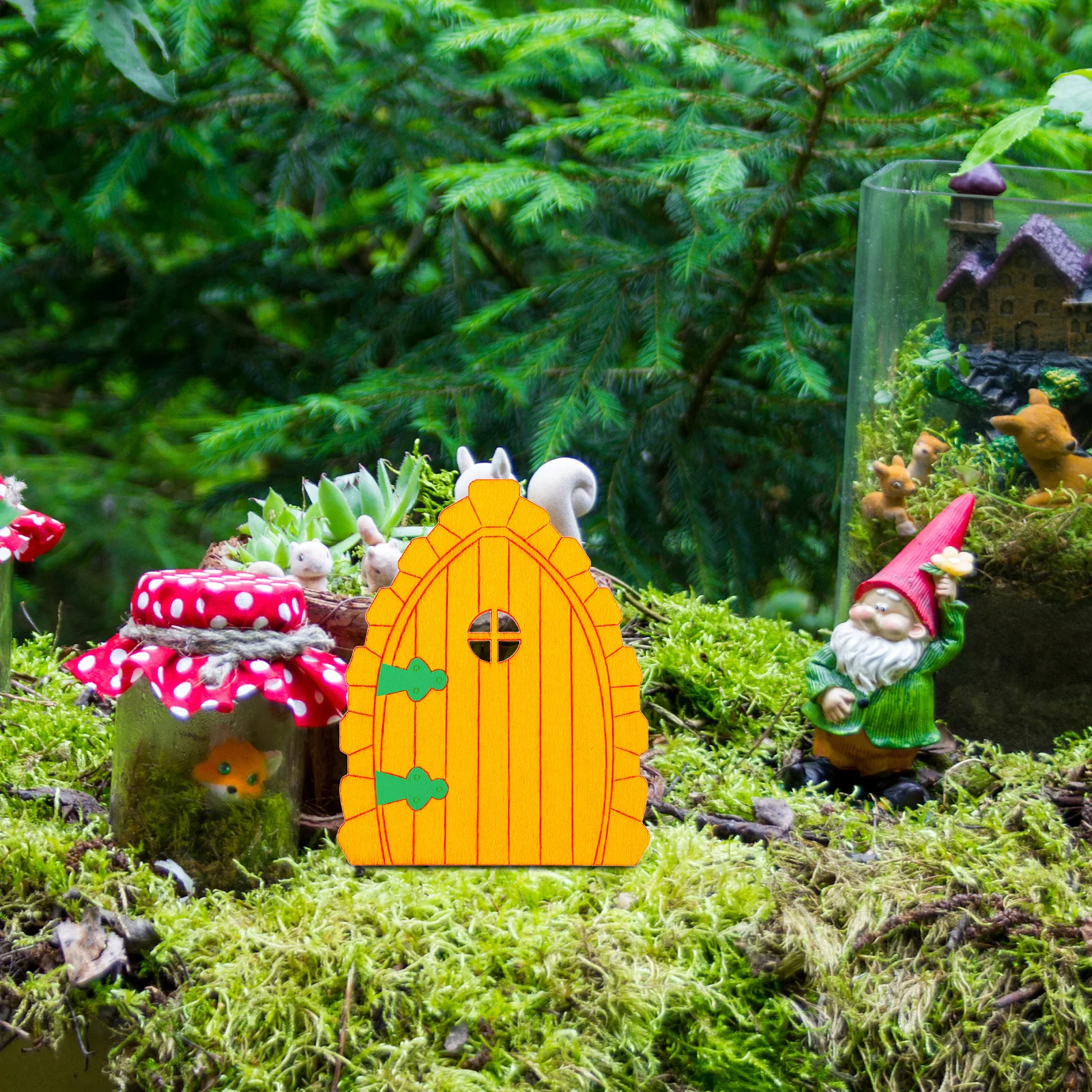 40 قطعة الأبواب الجنية غير مصبوغ الخشب مصغرة فارغة DIY بها بنفسك حديقة شجرة جذع مكتب حفل زفاف الديكور الجنية الباب التماثيل #1