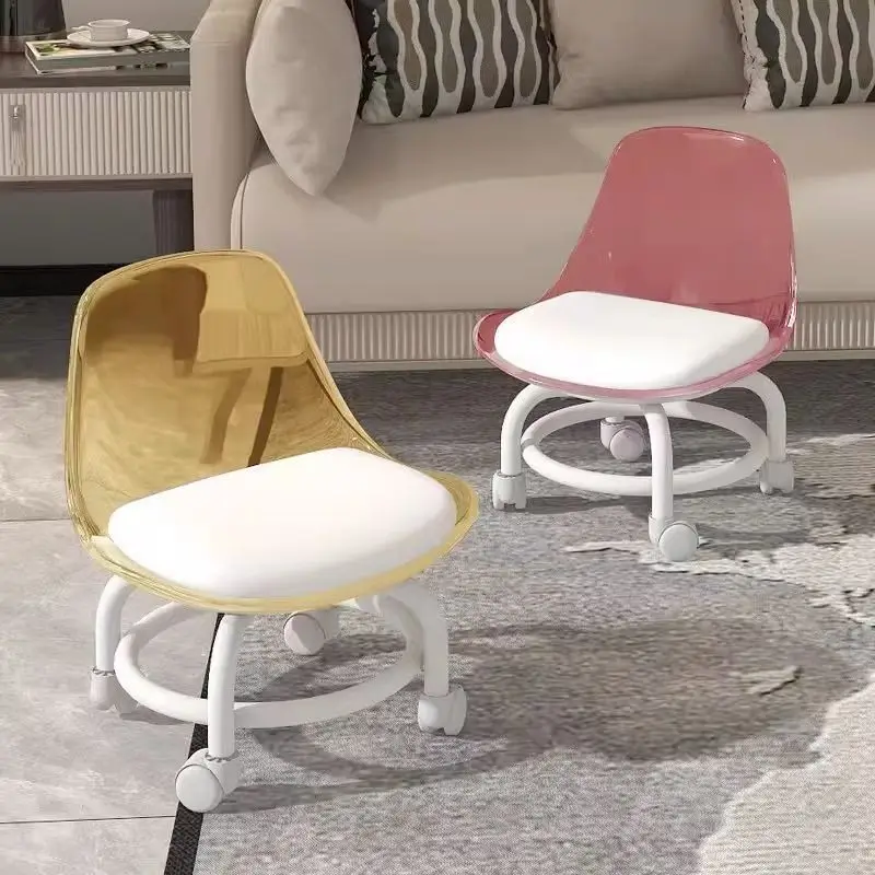 

Acrylic small stool silent with universal wheel children's toddler stool Internet celebrity small chair pulley low stool