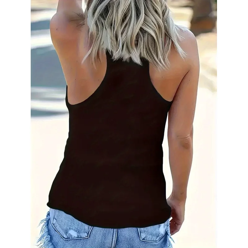With devil horns Angel Text-patterned sleeveless vest Fashionable Women's Summer Clothing Sale Cool street-style women's tops