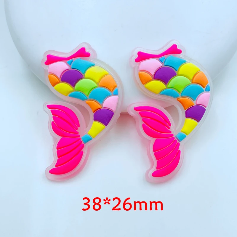 10 Pcs New Cute Colored Mermaid, Sunflower Flower Kawaii Flat Back Soft Rubber DIY Scrapbook Hair  Decor Accessories F35