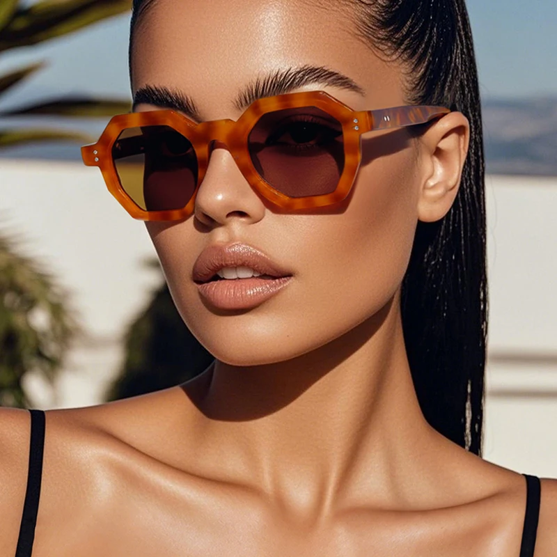 Modische Damen Markendesigner Luxus Sonnenbrille Quadratisch Vintage Übergroße Sonnenbrille Damen Schwarz Modische Schattierungen UV400