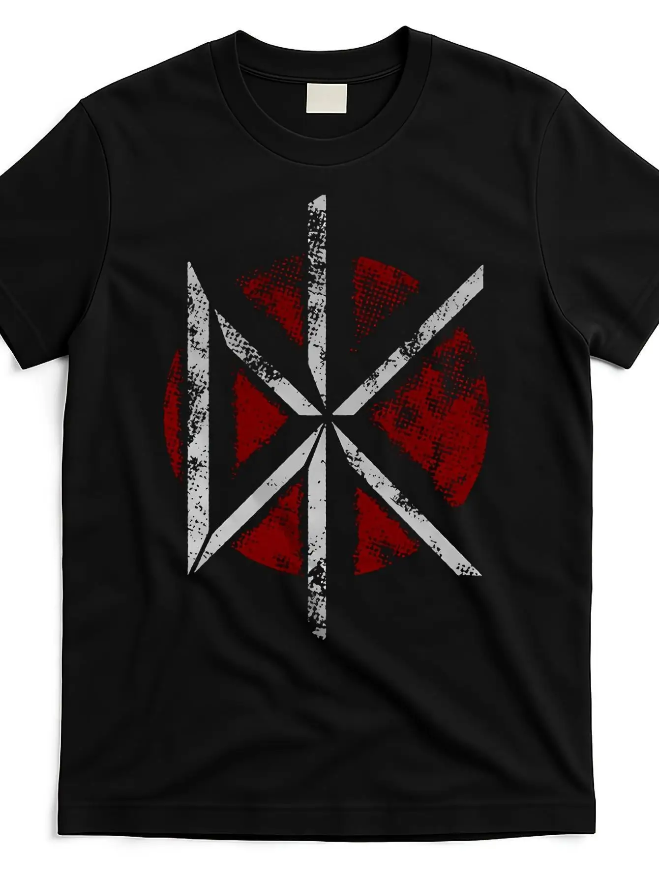 Camiseta Oficial con Estampado Punk Rock, Círculo Rojo Icónico y Logotipo DK - Algodón Suave y Transpirable, Unisex, Edición Regular, Negra