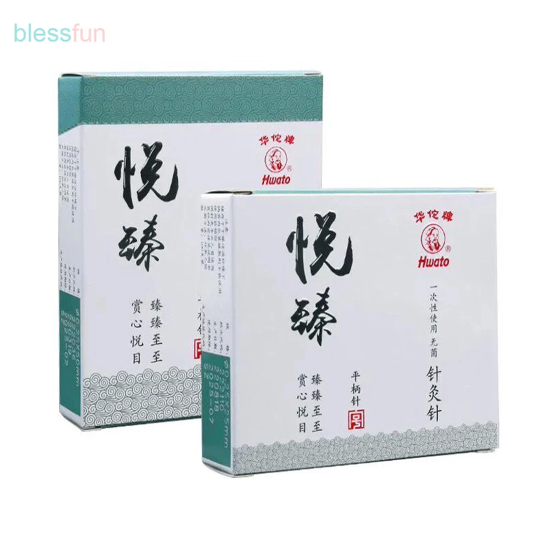 High Quality Sterilize Acupuncture Needles Huatuo Surgery Steel Filiform Needle Flat End Handle Total 100Pcs